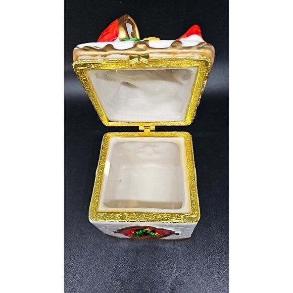 Holiday Vintage  Christmas Trinket Box w/Hendge - Picture 6 of 7